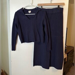 a new day Navy Knit Sweater and Skirt Set